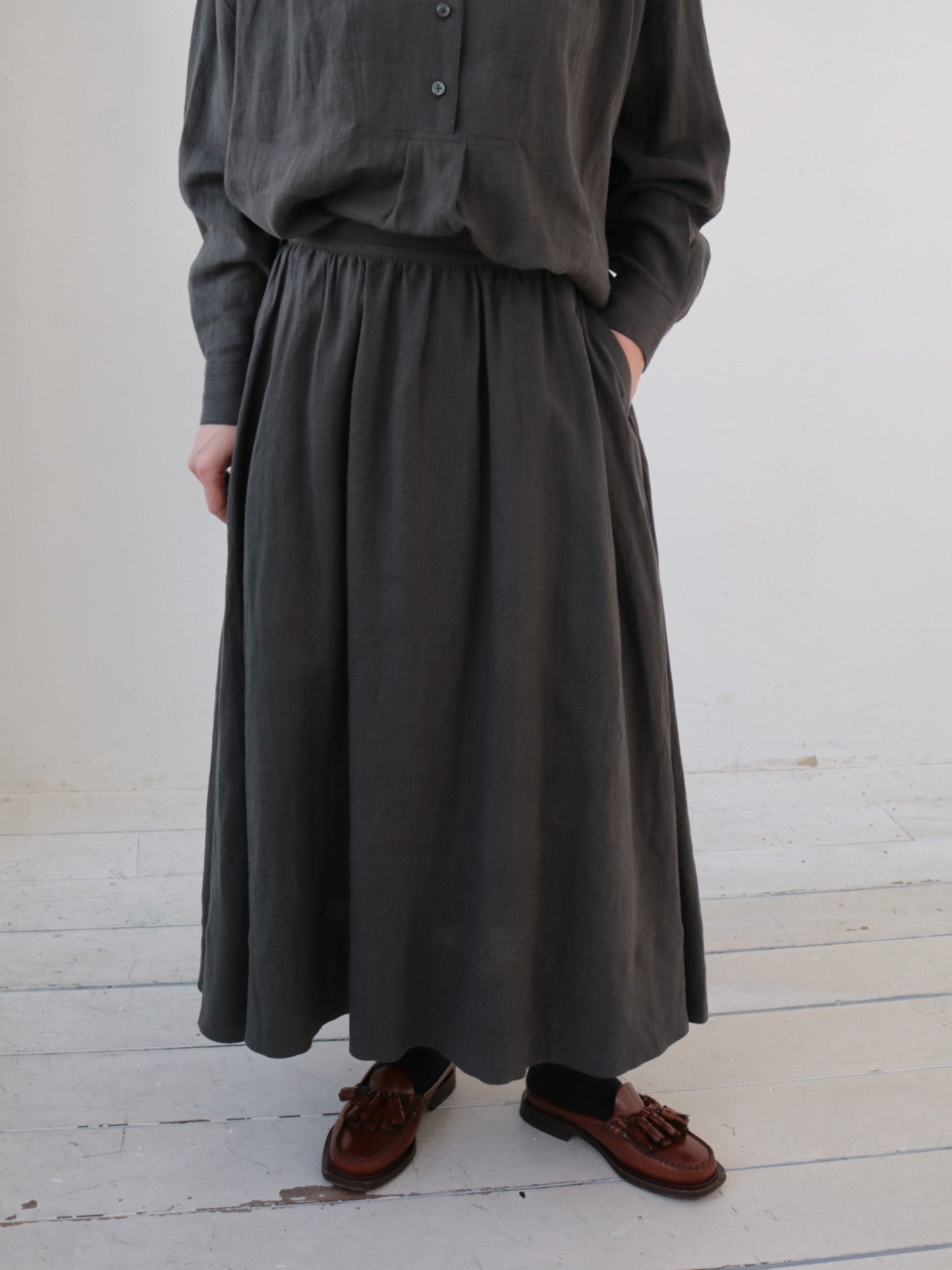 doux bleu リネンギャザースカート DB-2546-012