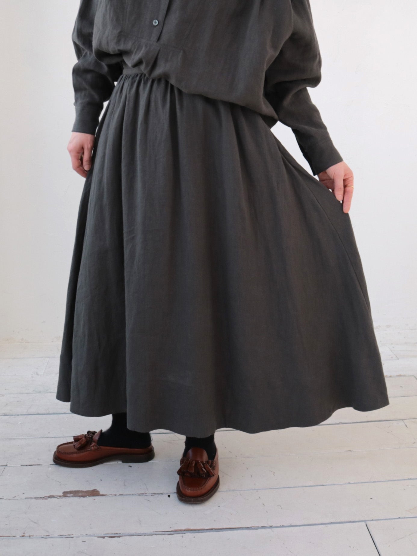 doux bleu リネンギャザースカート DB-2546-012