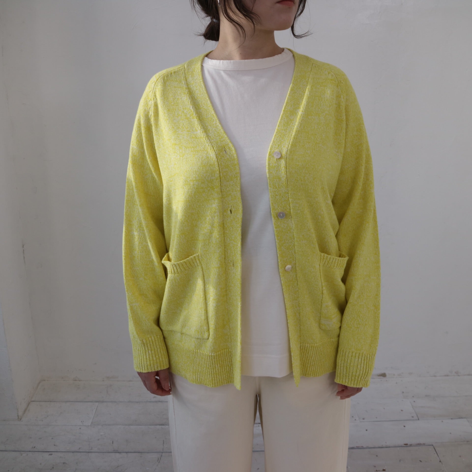 YARRA 撚り杢Vネックカーディガン YR-1442-215