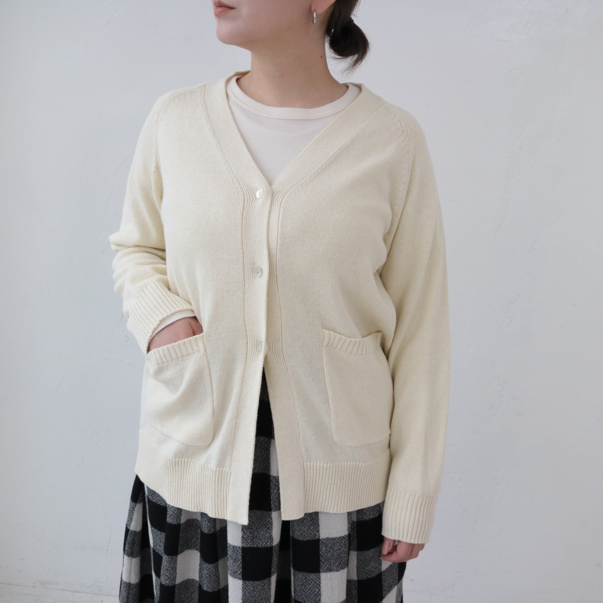 YARRA 撚り杢Vネックカーディガン YR-1442-215