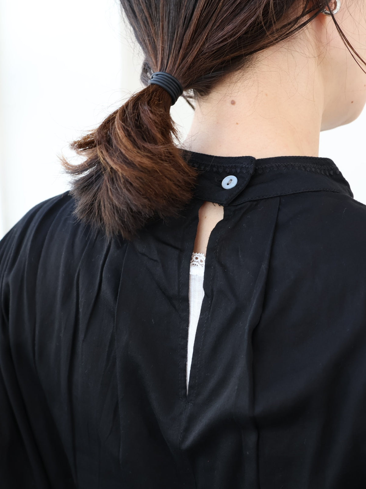 doux bleu コットンサテン 刺繍ロングシャツ DB-2653-044
