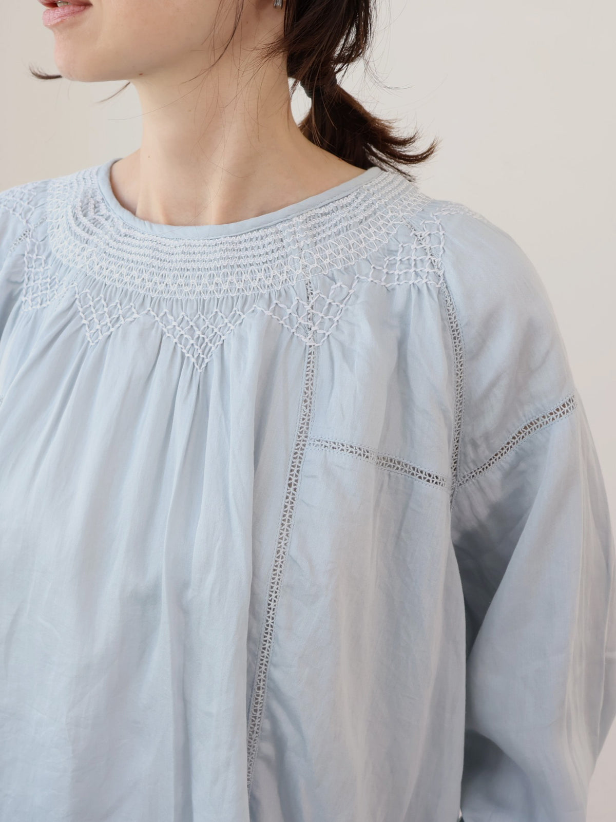 doux bleu コットンサテン シャーリングブラウス DB-2653-043