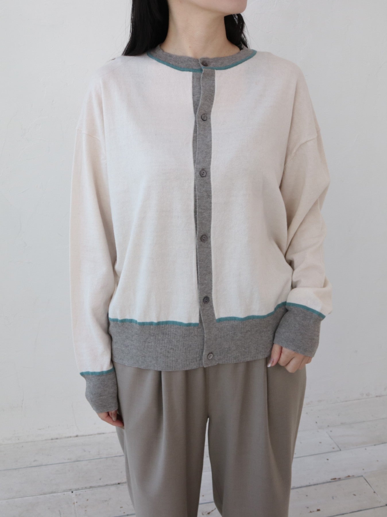 YARRA NEU ウール混カラーコンビニットカーデ NU-5642-407