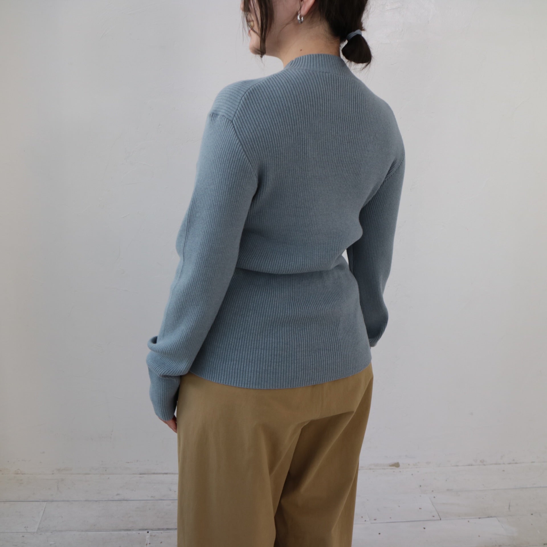 YARRA 綿カシミヤハイネックリブニット YR-1442-222