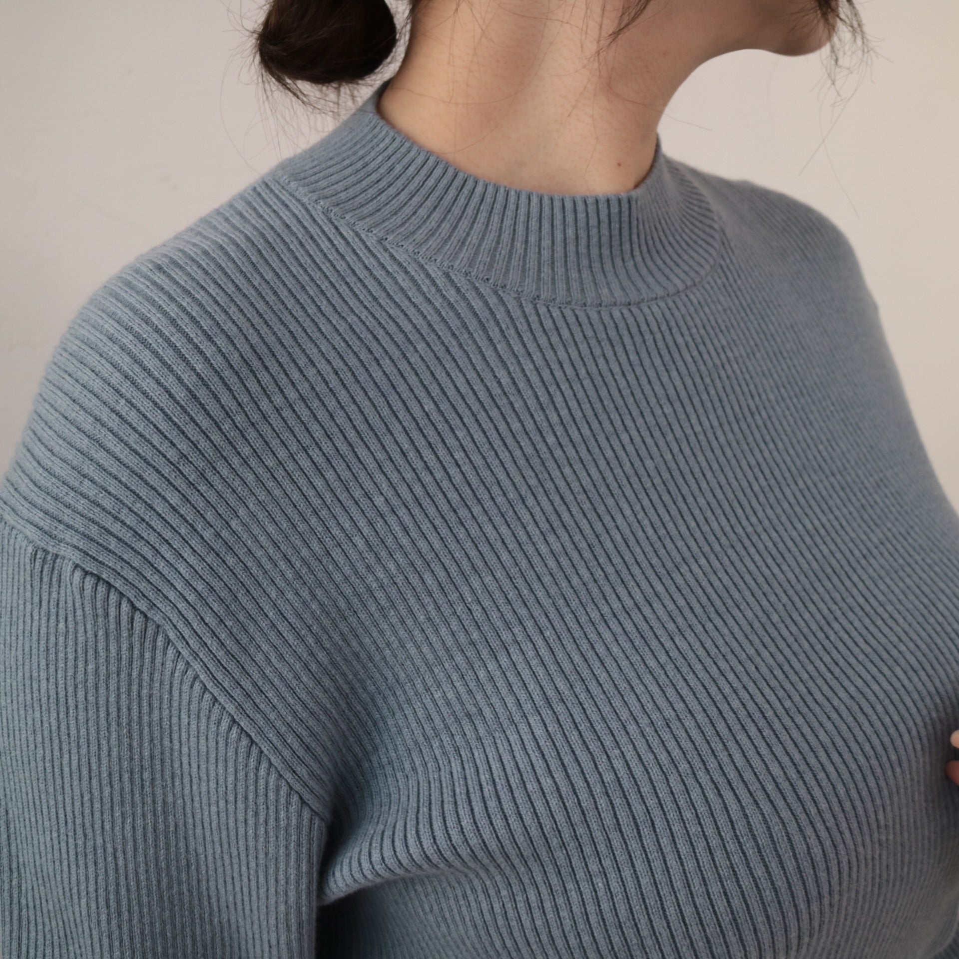 YARRA 綿カシミヤハイネックリブニット YR-1442-222