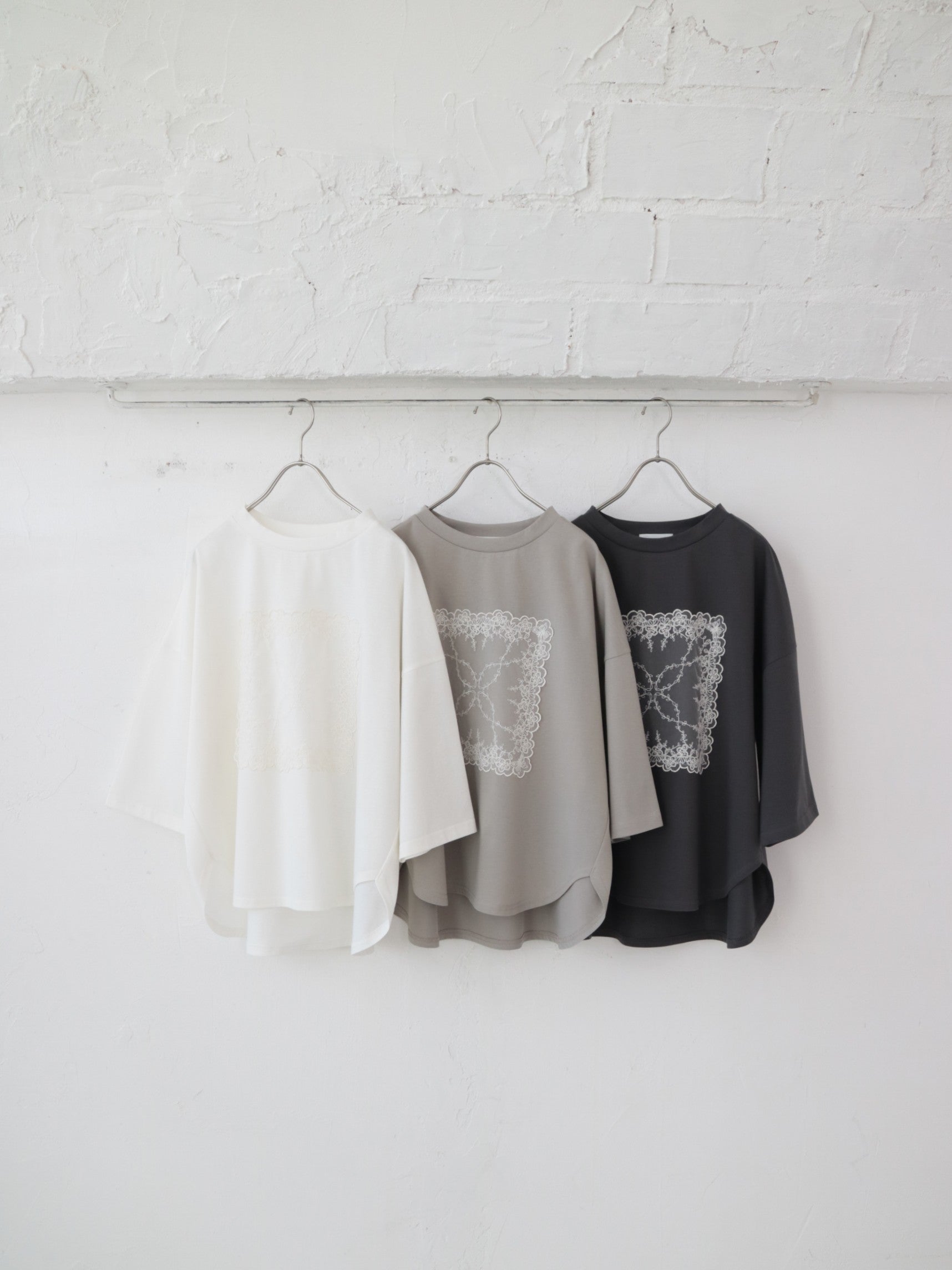YARRA シルキータッチ5分袖レースTEE YR-1641-201