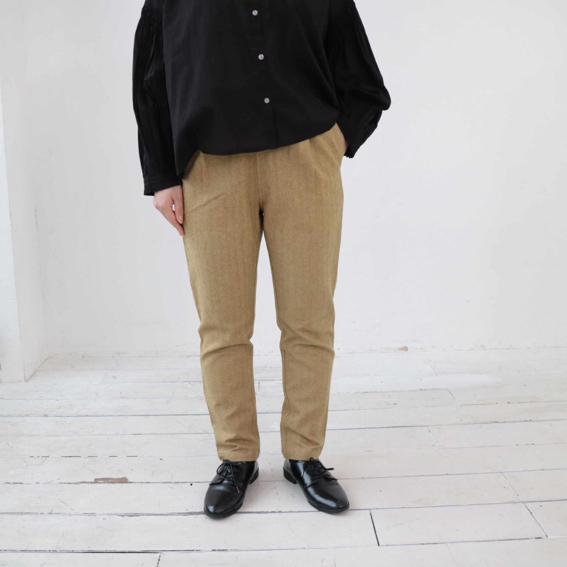 YARRA リネンコットン起毛テーパードパンツ YR-1445-235