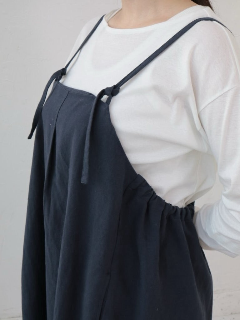 YARRA 綿麻ドロストデザインジャンパースカート YR-1554-258