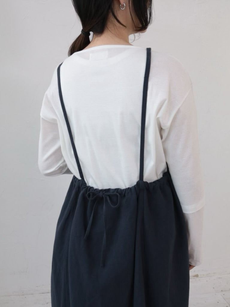 YARRA 綿麻ドロストデザインジャンパースカート YR-1554-258