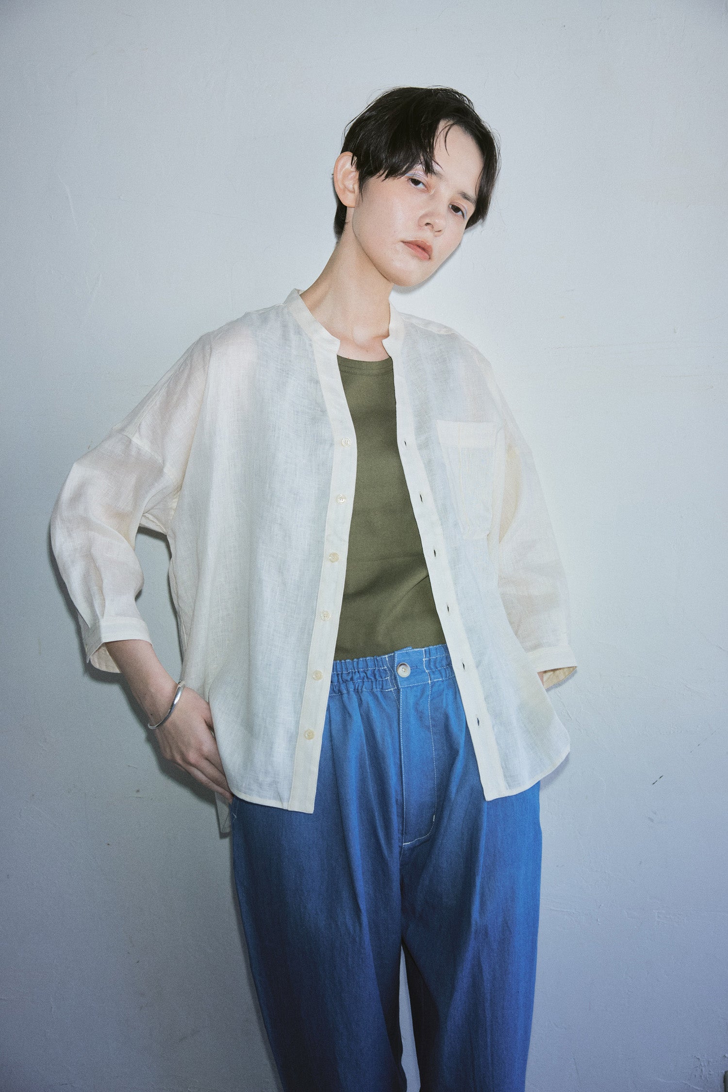 【ゆきふいるむ/yukiさん着用アイテム】YARRA NEU スキッパーリネン7分袖シャツ NU-5623-441