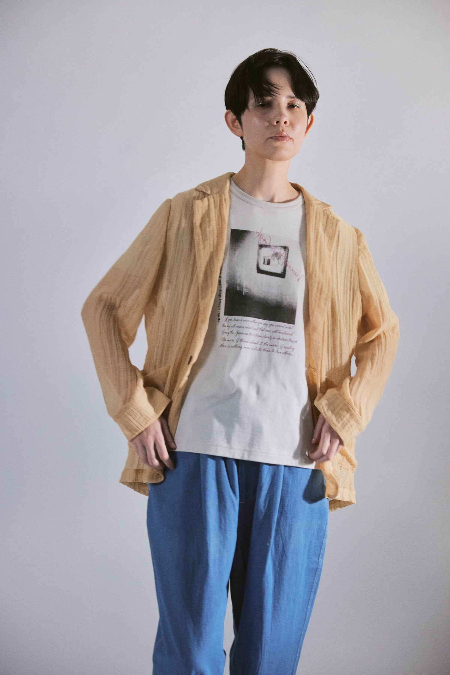 YARRA NEU 麻混シアーテーラードジャケット NU-5627-454