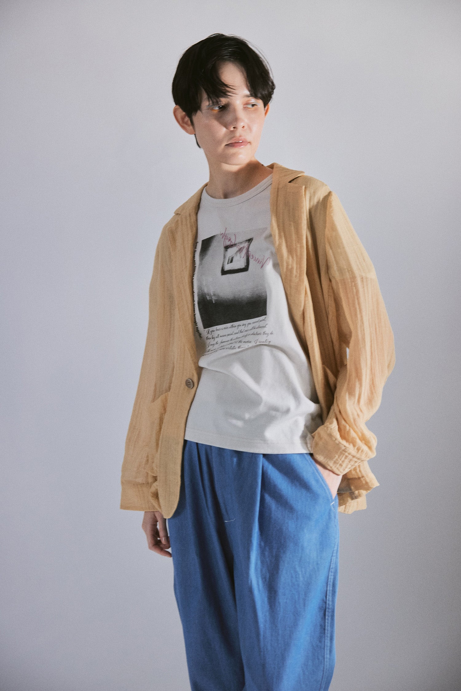 YARRA NEU 麻混シアーテーラードジャケット NU-5627-454