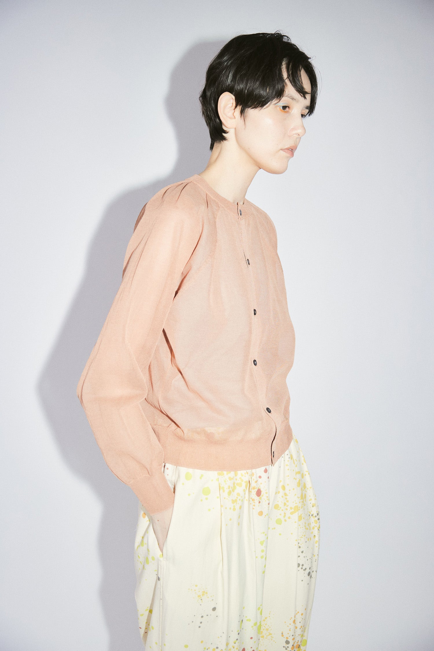 YARRA NEU 16GGシースルーニットカーディガン NU-5622-439