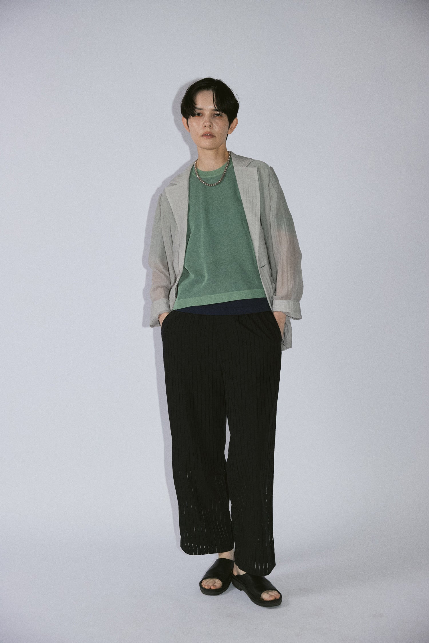 YARRA NEU 麻混シアーテーラードジャケット NU-5627-454