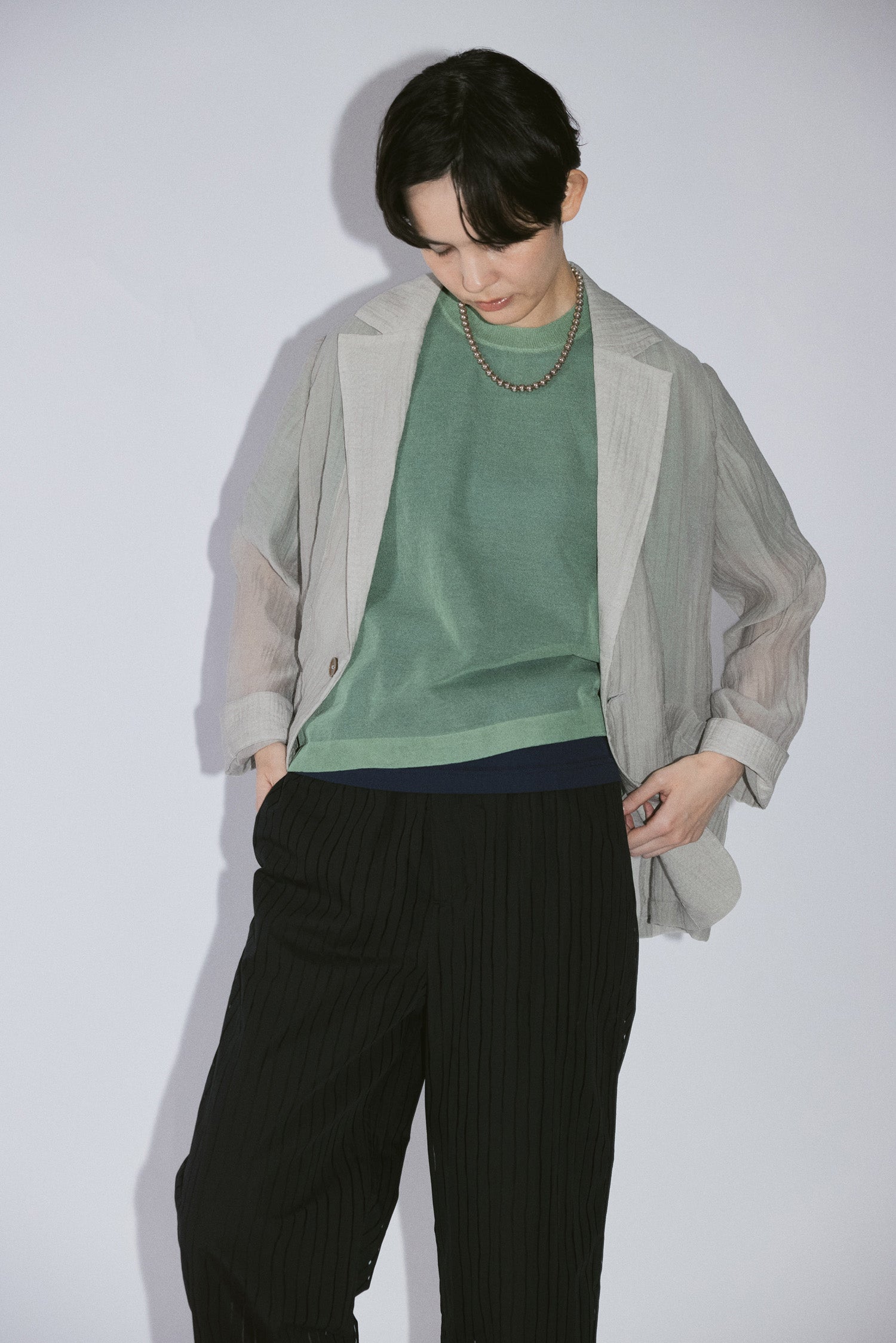 YARRA NEU 麻混シアーテーラードジャケット NU-5627-454