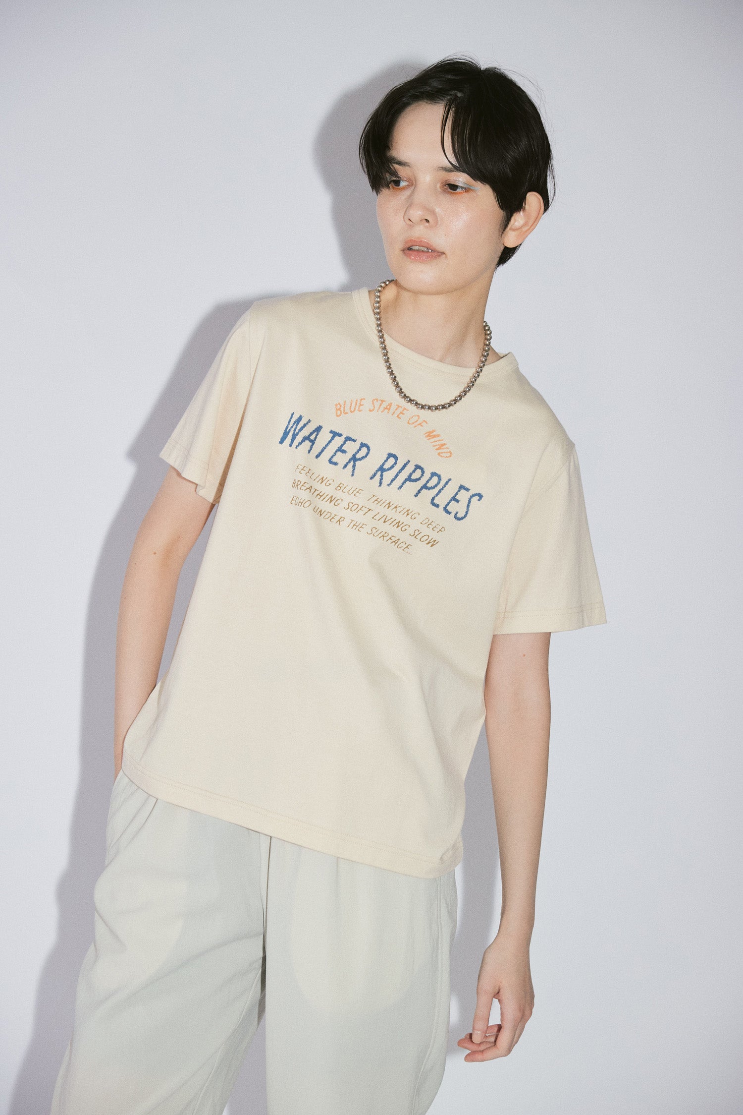 YARRA NEU WATER RIPPLEロゴプリントTシャツ NU-5621-433