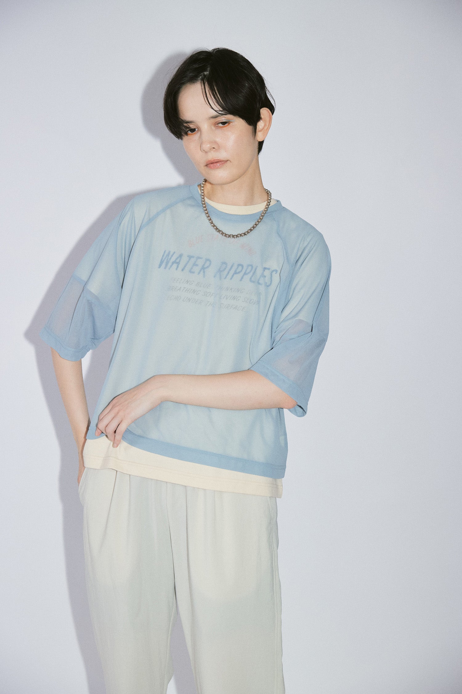 YARRA NEU WATER RIPPLEロゴプリントTシャツ NU-5621-433
