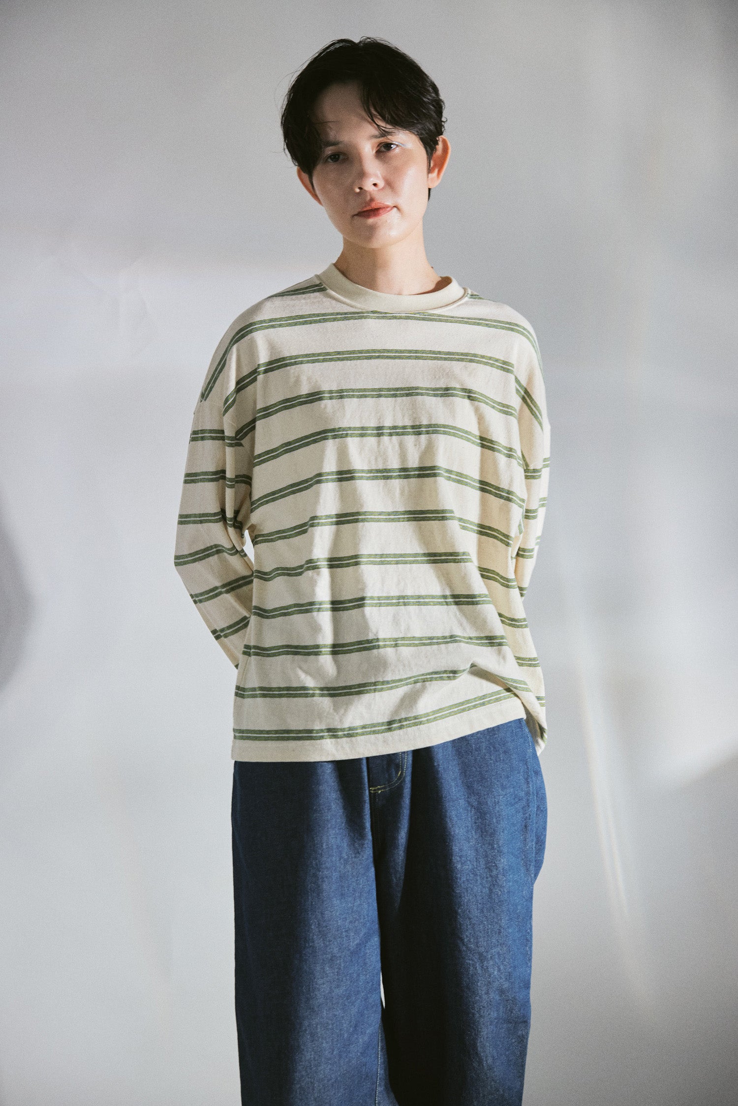 YARRA NEU マルチボーダー長袖カットソー NU-5611-401