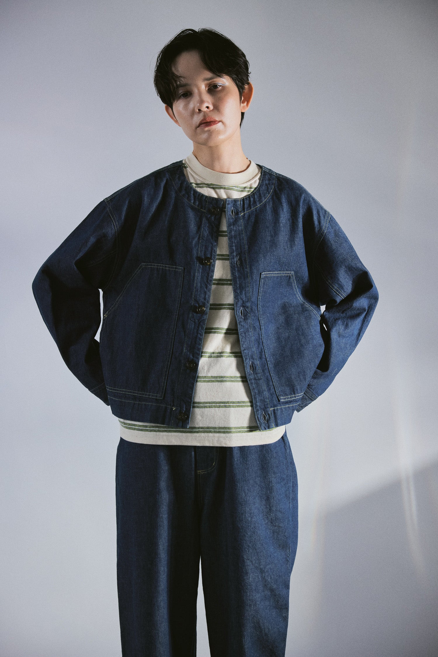 YARRA NEU 10ozノーカラーJAPANデニムジャケット NU-5617-420