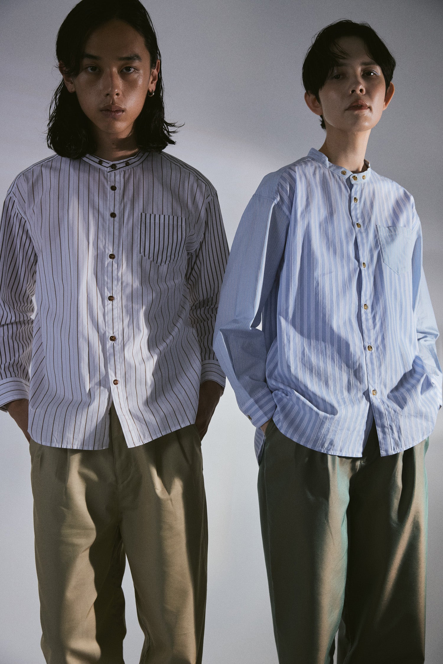 YARRA NEU SIDGRAS切り替えストライプシャツ NU-5613-414