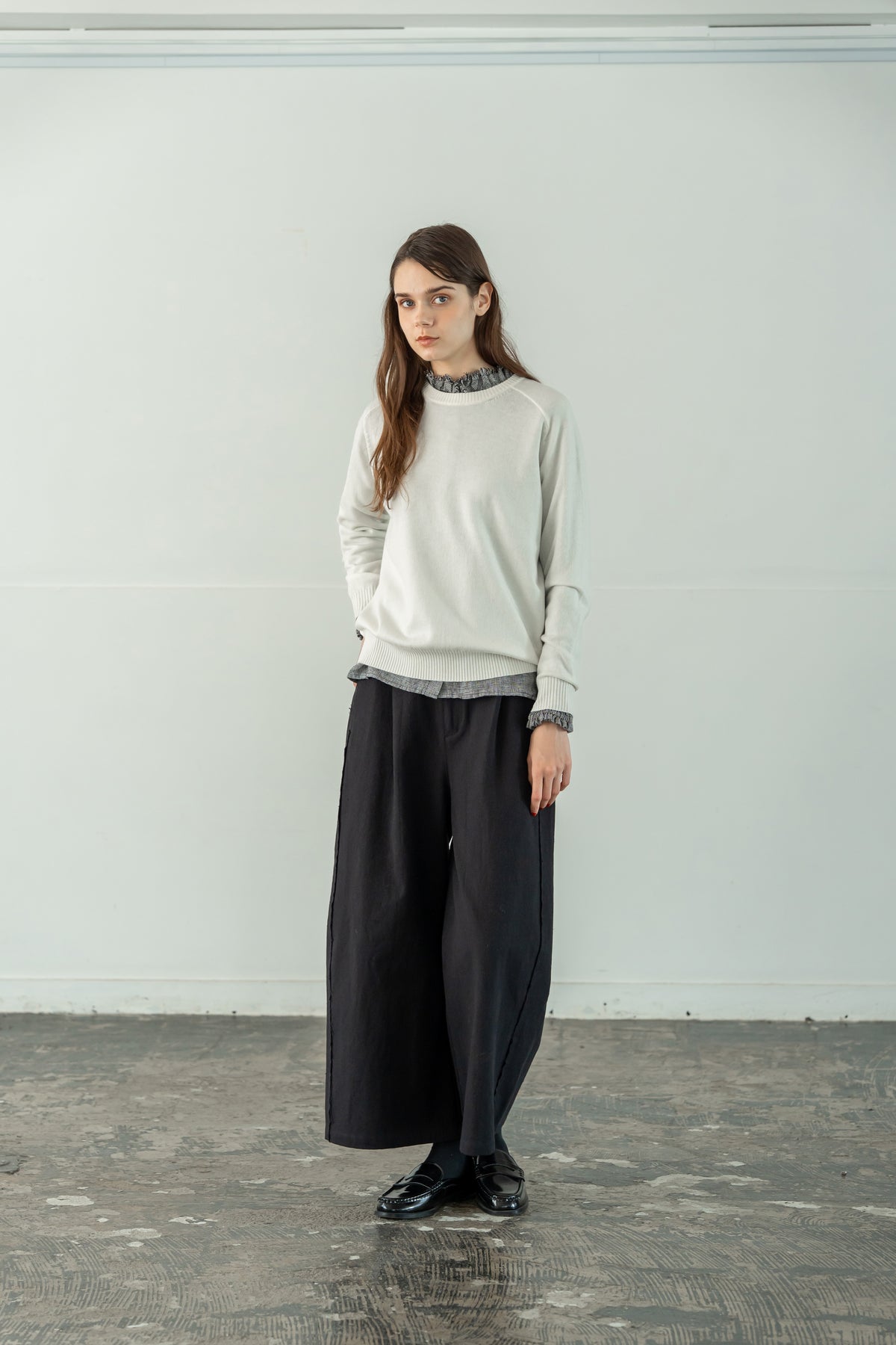 YARRA 綿ツイルカットオフワイドパンツ YR-1655-252