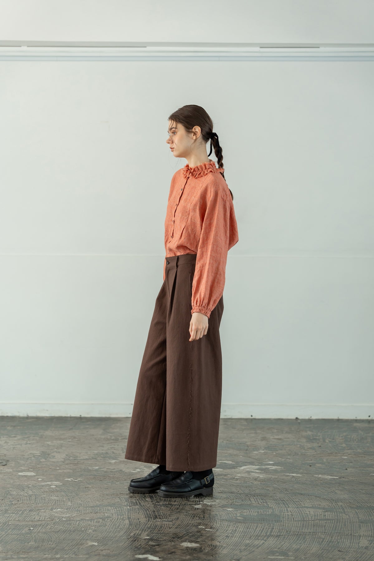 YARRA 綿ツイルカットオフワイドパンツ YR-1655-252