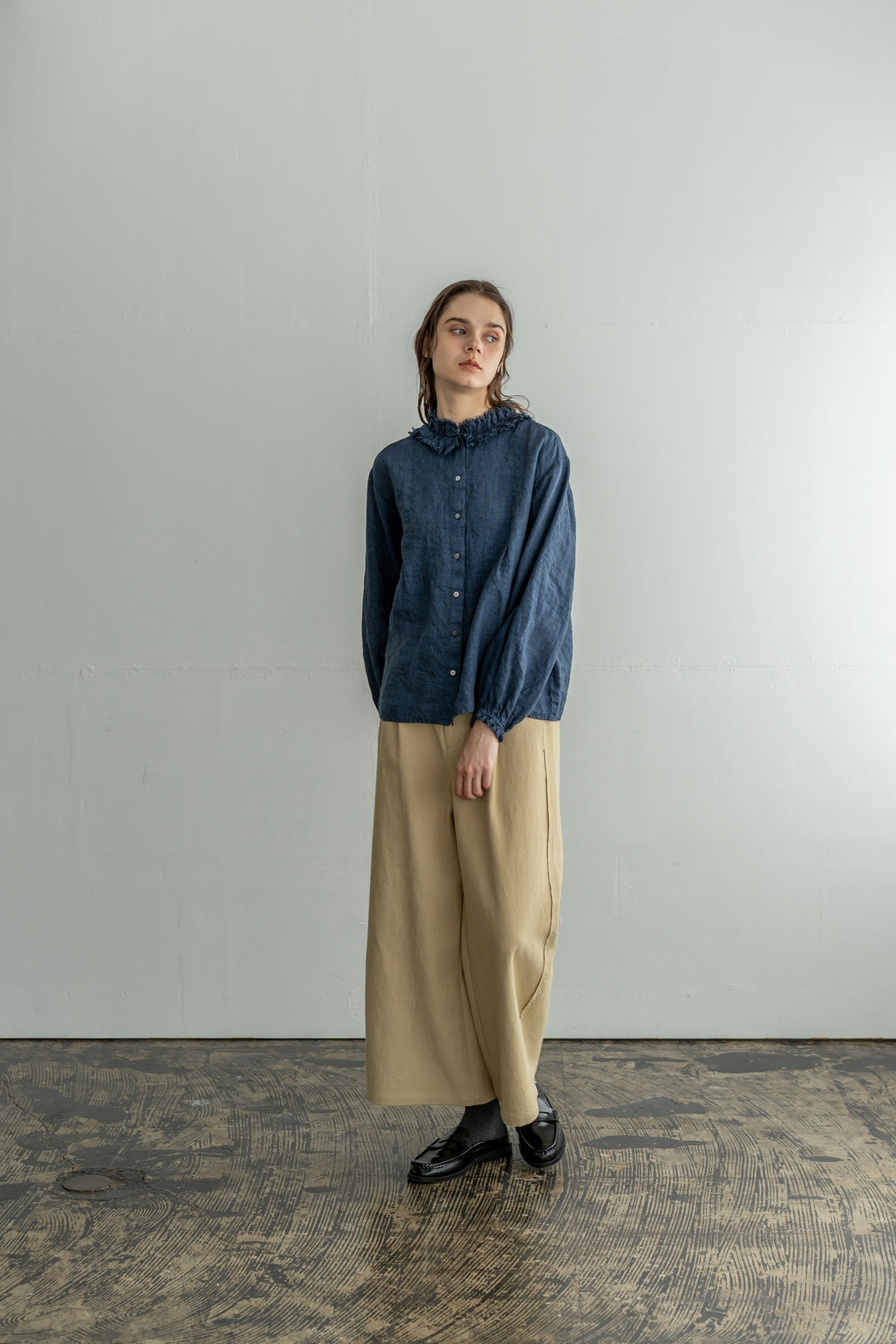 YARRA 綿ツイルカットオフワイドパンツ YR-1655-252