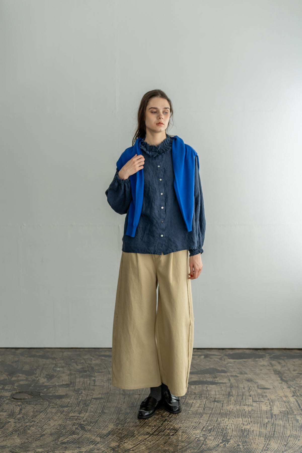 YARRA 綿ツイルカットオフワイドパンツ YR-1655-252