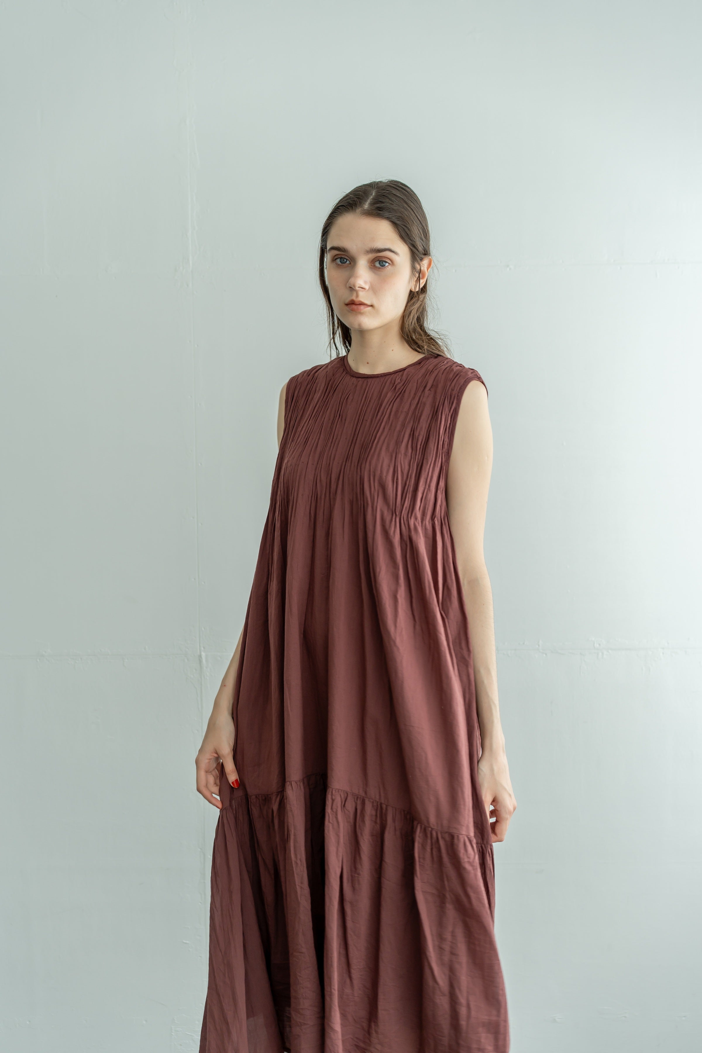 YARRA INDIAピンタックワンピース YR-1624-287