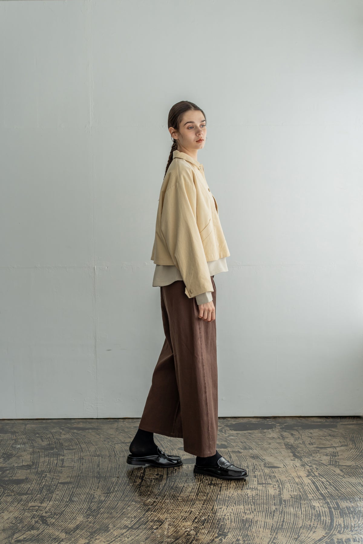 YARRA 綿ツイルカットオフワイドパンツ YR-1655-252