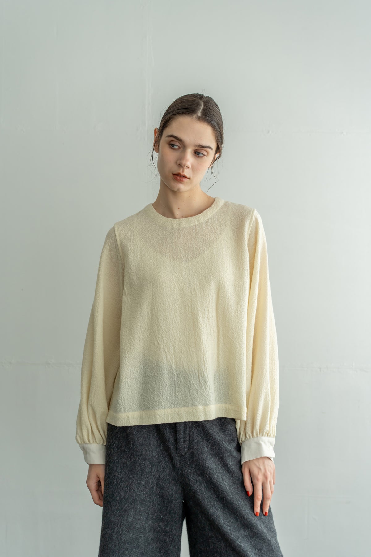 YARRA WOOL100ガーゼブラウス YR-1653-254