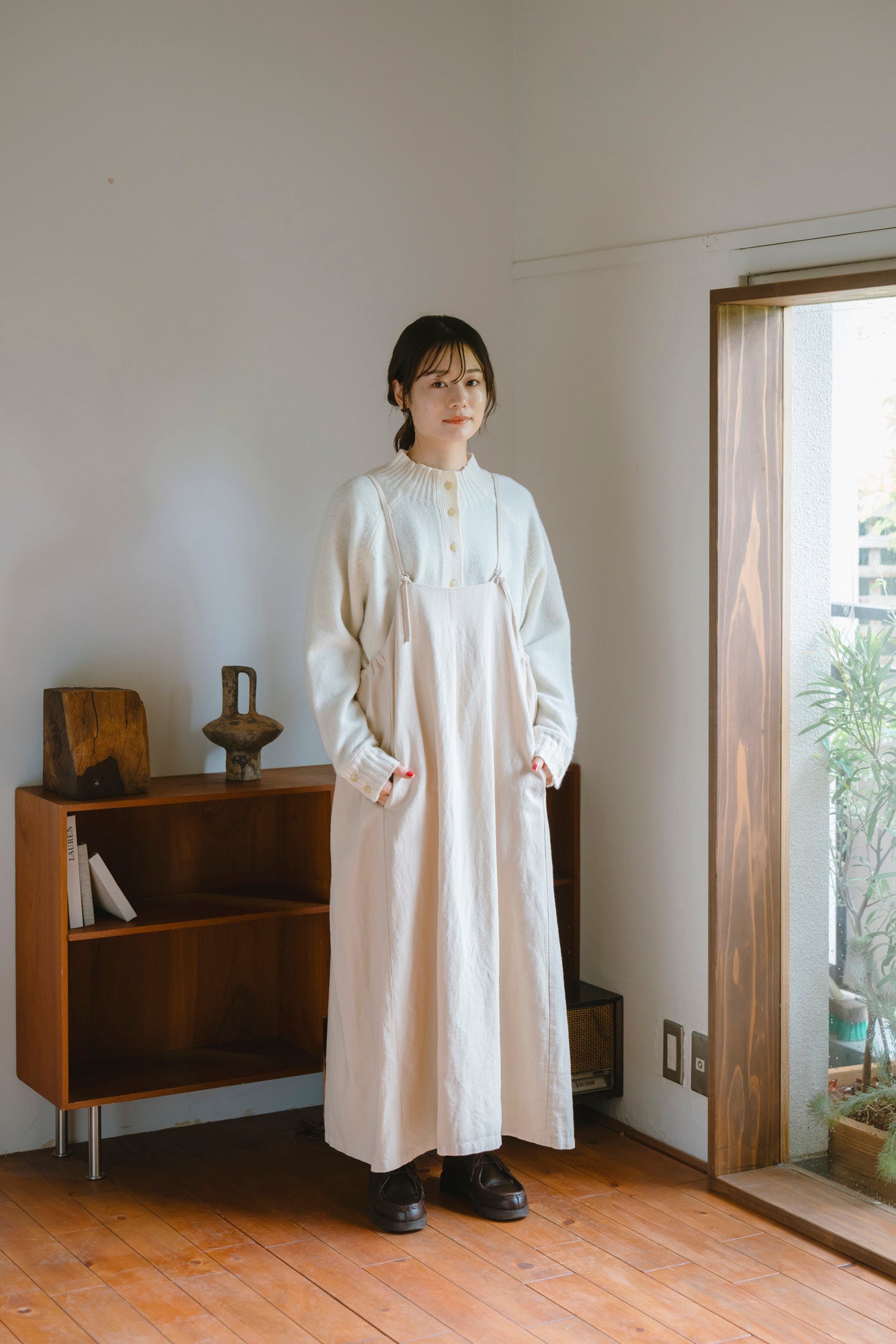 YARRA 綿麻ドロストデザインジャンパースカート YR-1554-258