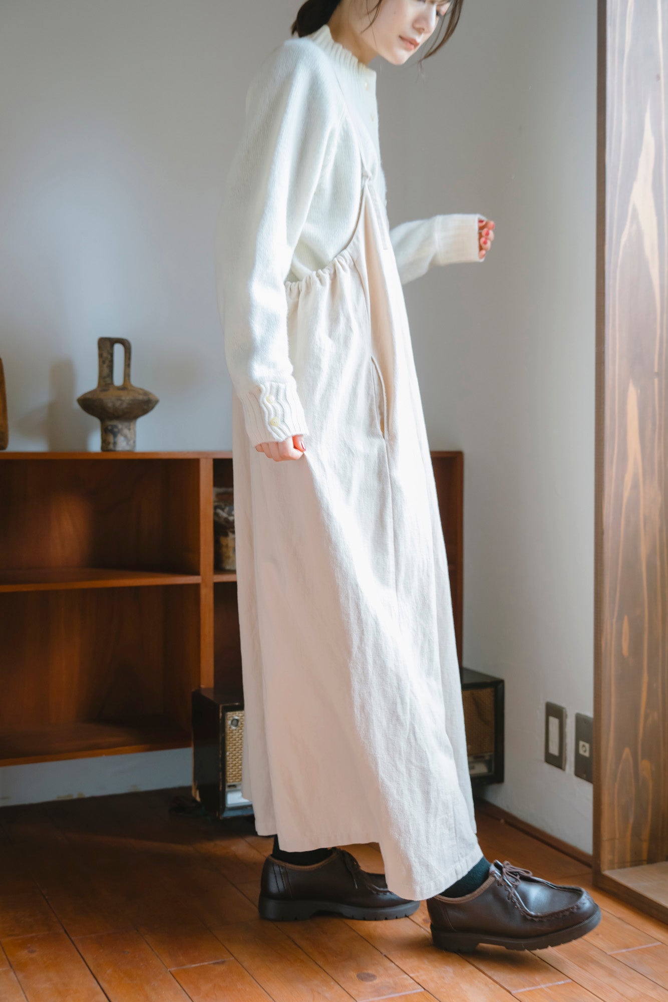 YARRA 綿麻ドロストデザインジャンパースカート YR-1554-258