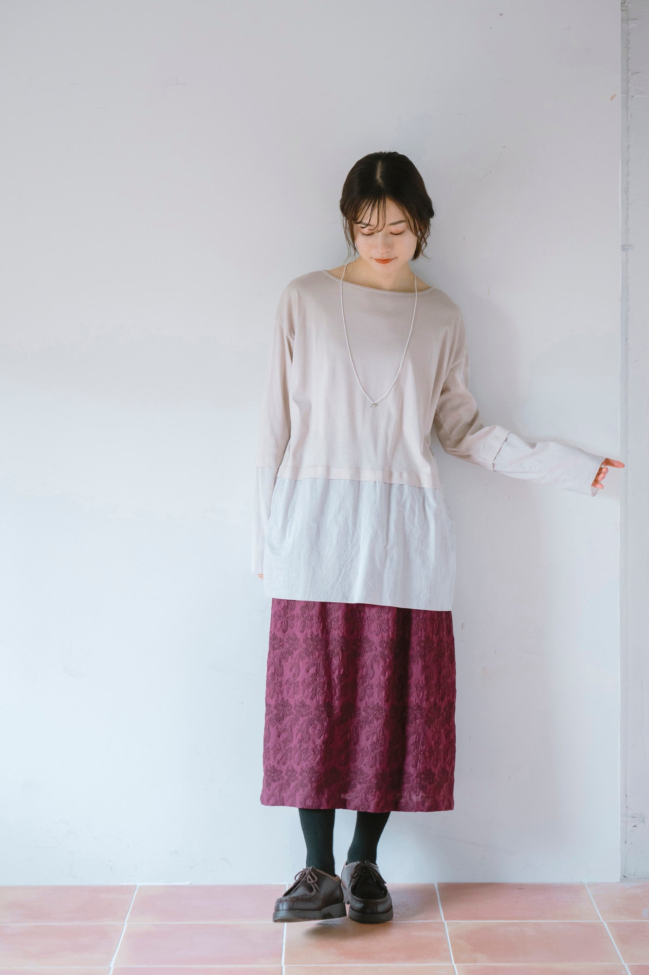 YARRA 布帛コンビレイヤードカットソー YR-1551-256