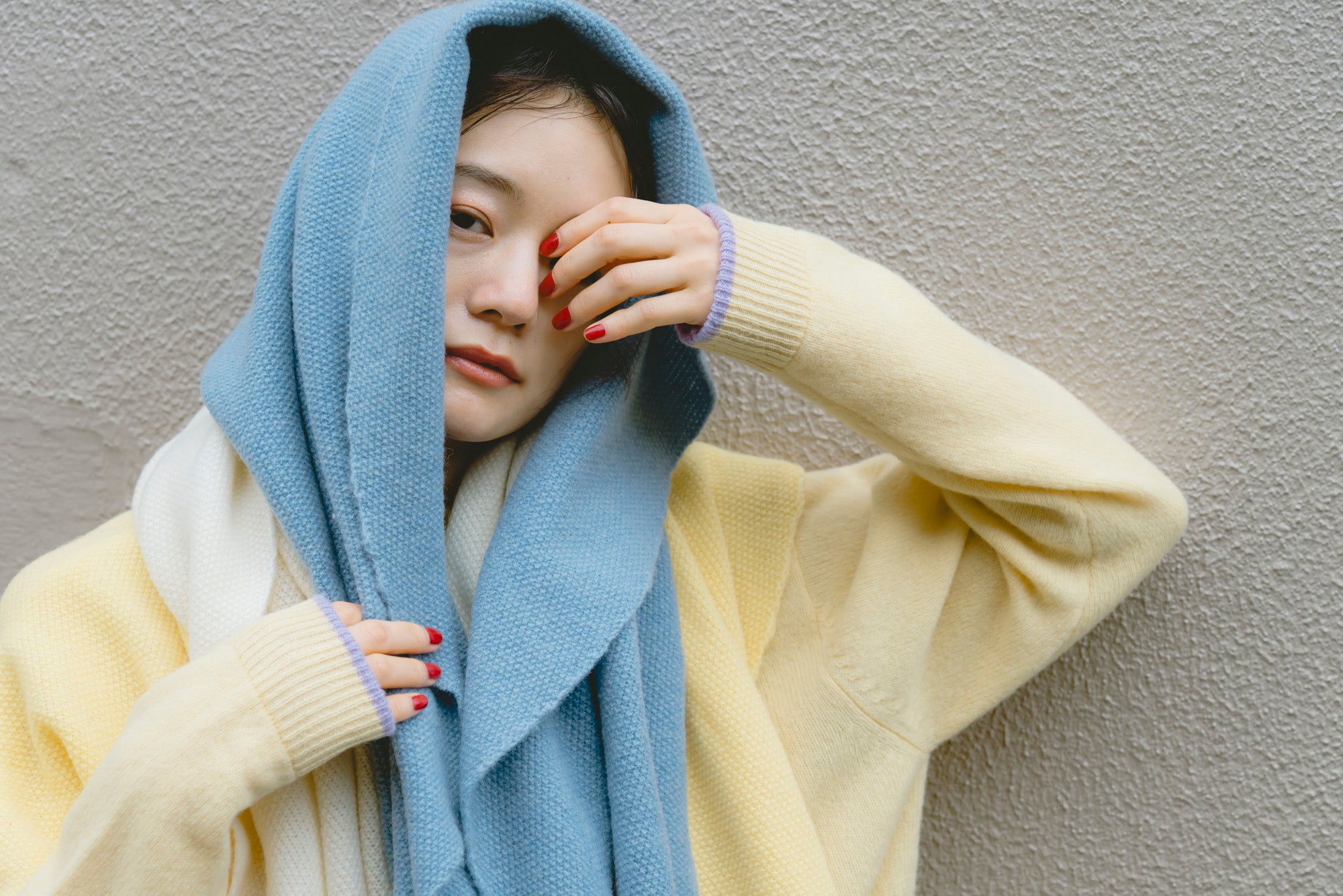 YARRA ラムウール配色ニットカーディガン YR-1552-273