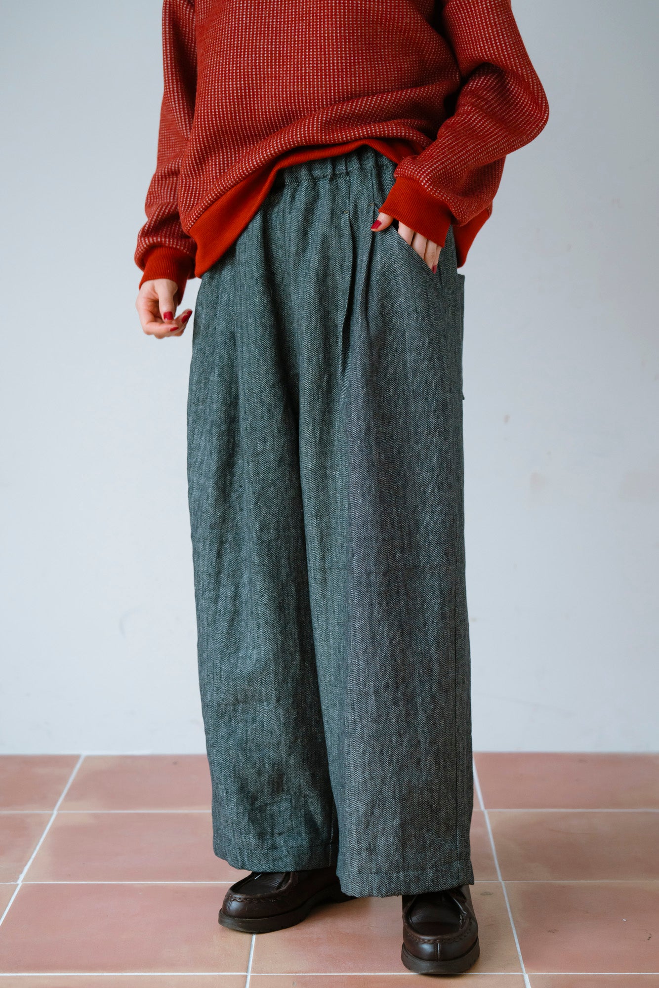 YARRA 綿麻デザインタックパンツ YR-1555-266
