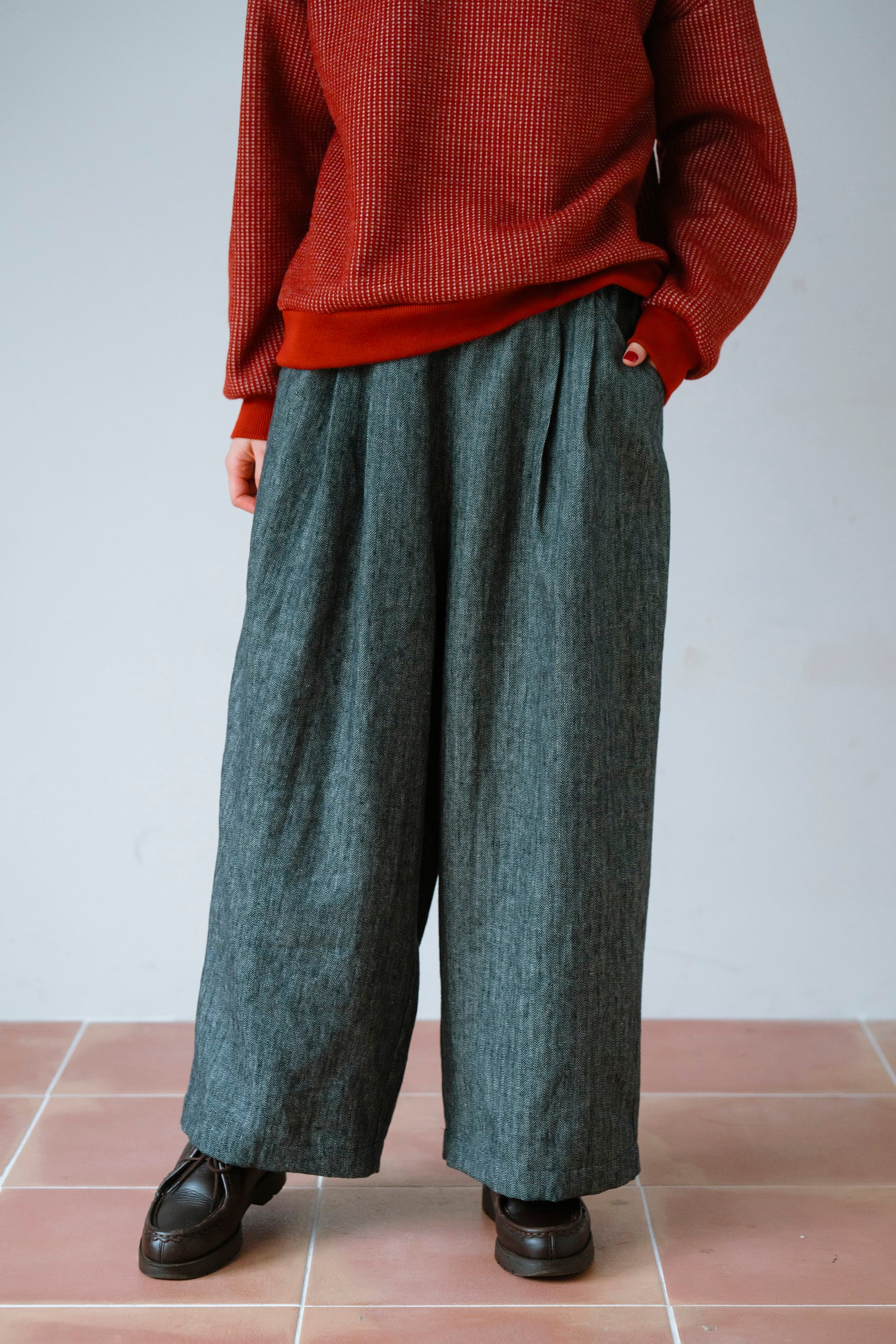 YARRA 綿麻デザインタックパンツ YR-1555-266