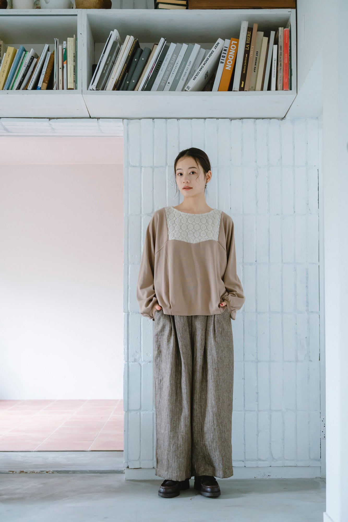 YARRA 綿麻デザインタックパンツ YR-1555-266