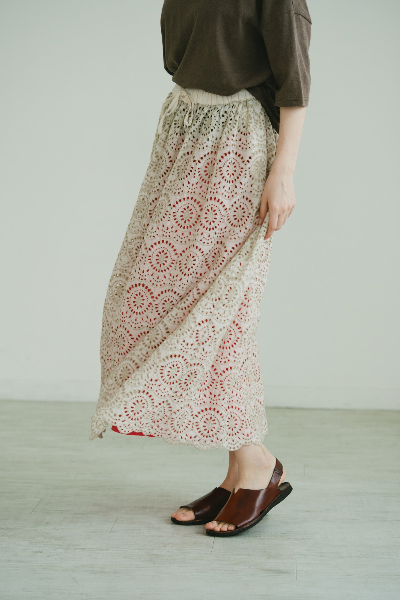 YARRA INDIAペチ付き刺繍スカート YR-1626-289