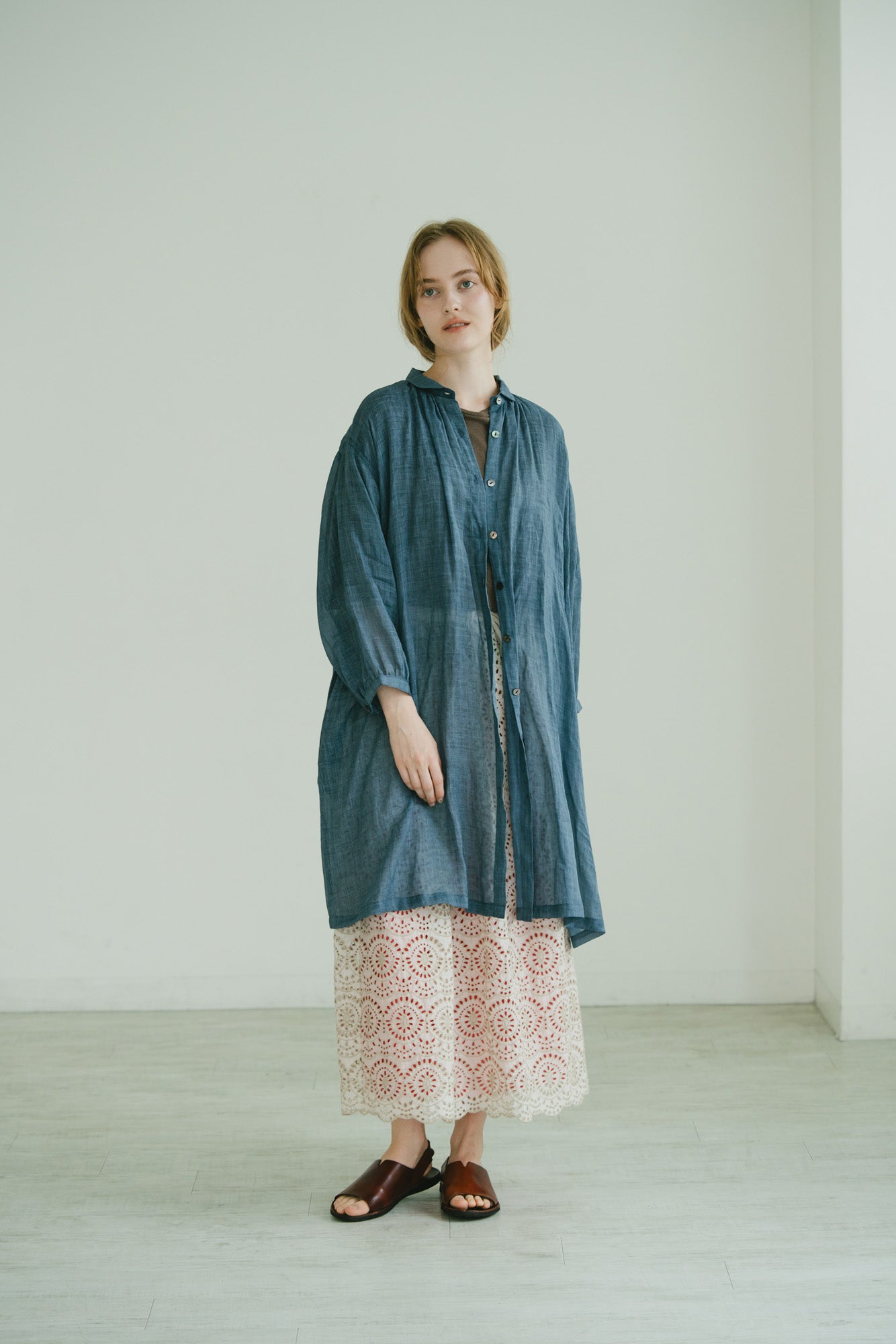 YARRA シアーリネンギャザーワンピース YR-1624-285