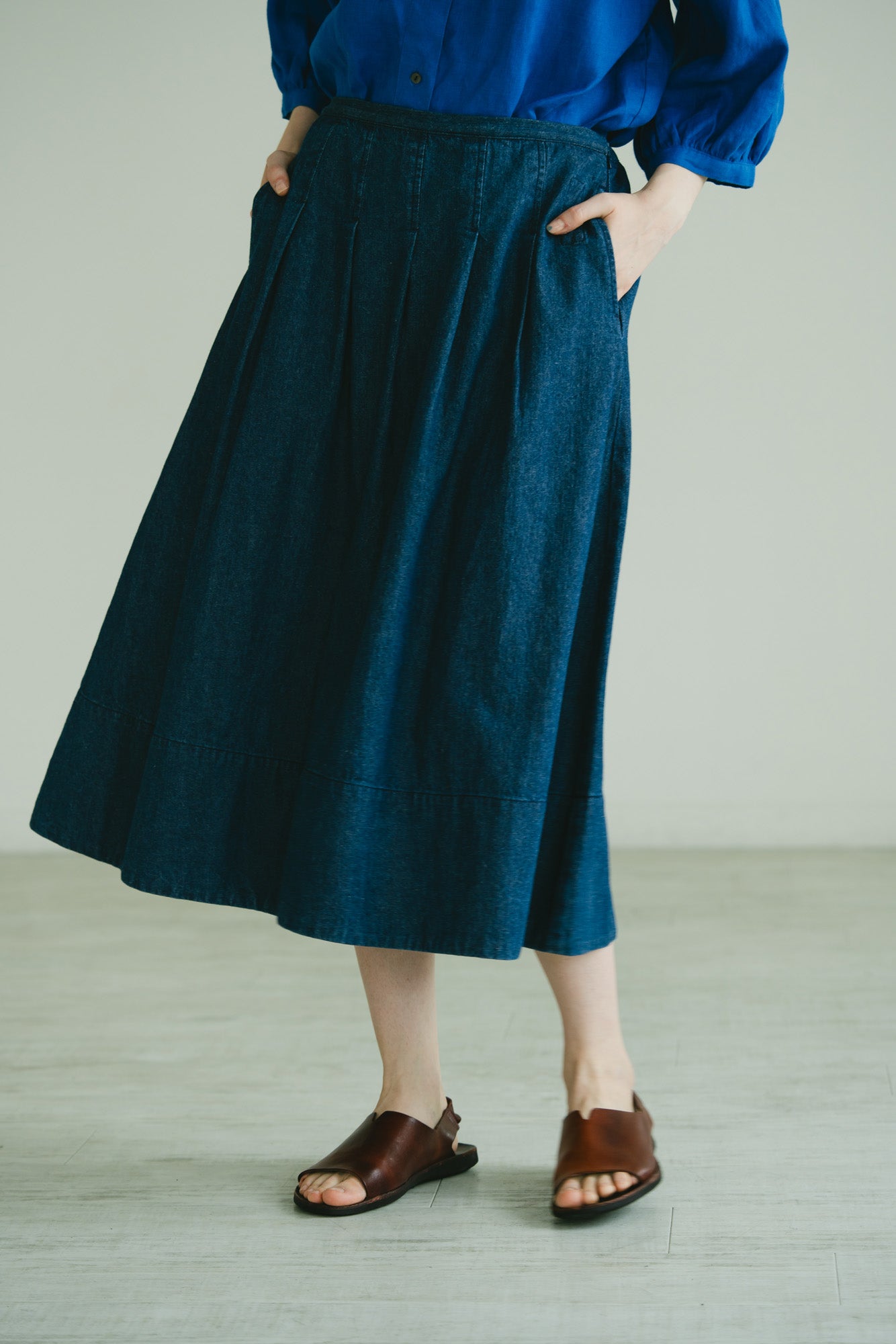 YARRA 8オンスコットンリネンデニムスカート YR-1626-276