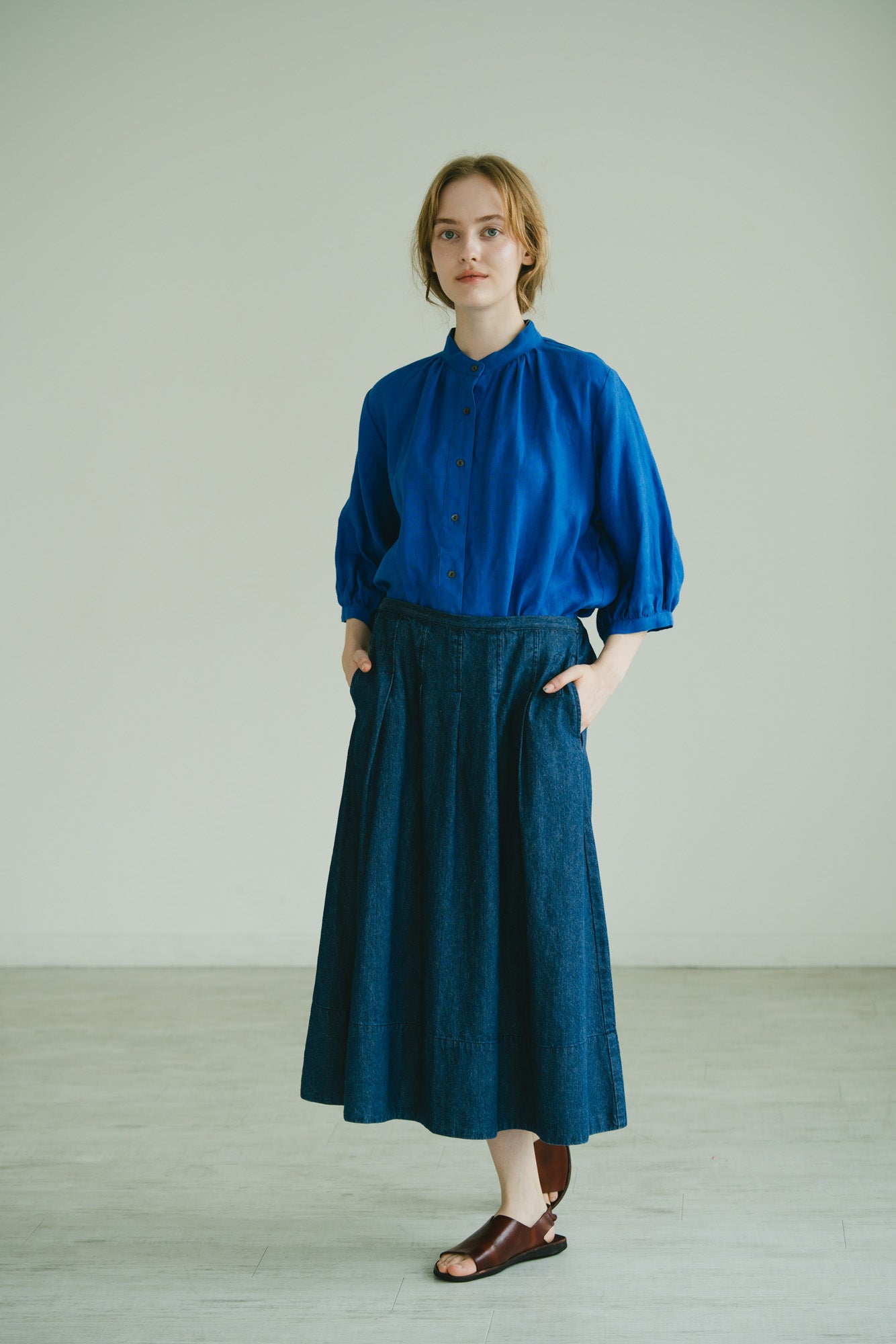 YARRA 8オンスコットンリネンデニムスカート YR-1626-276