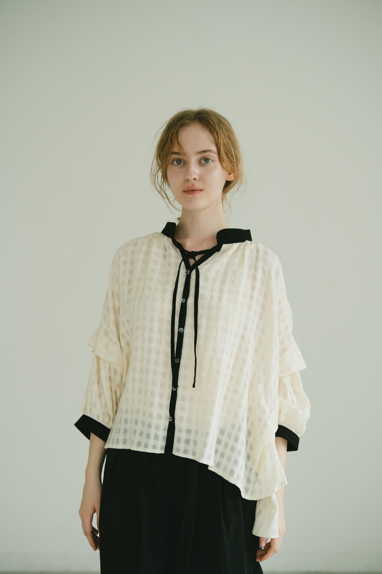 YARRA シャドーチェックデザインブラウス YR-1623-248