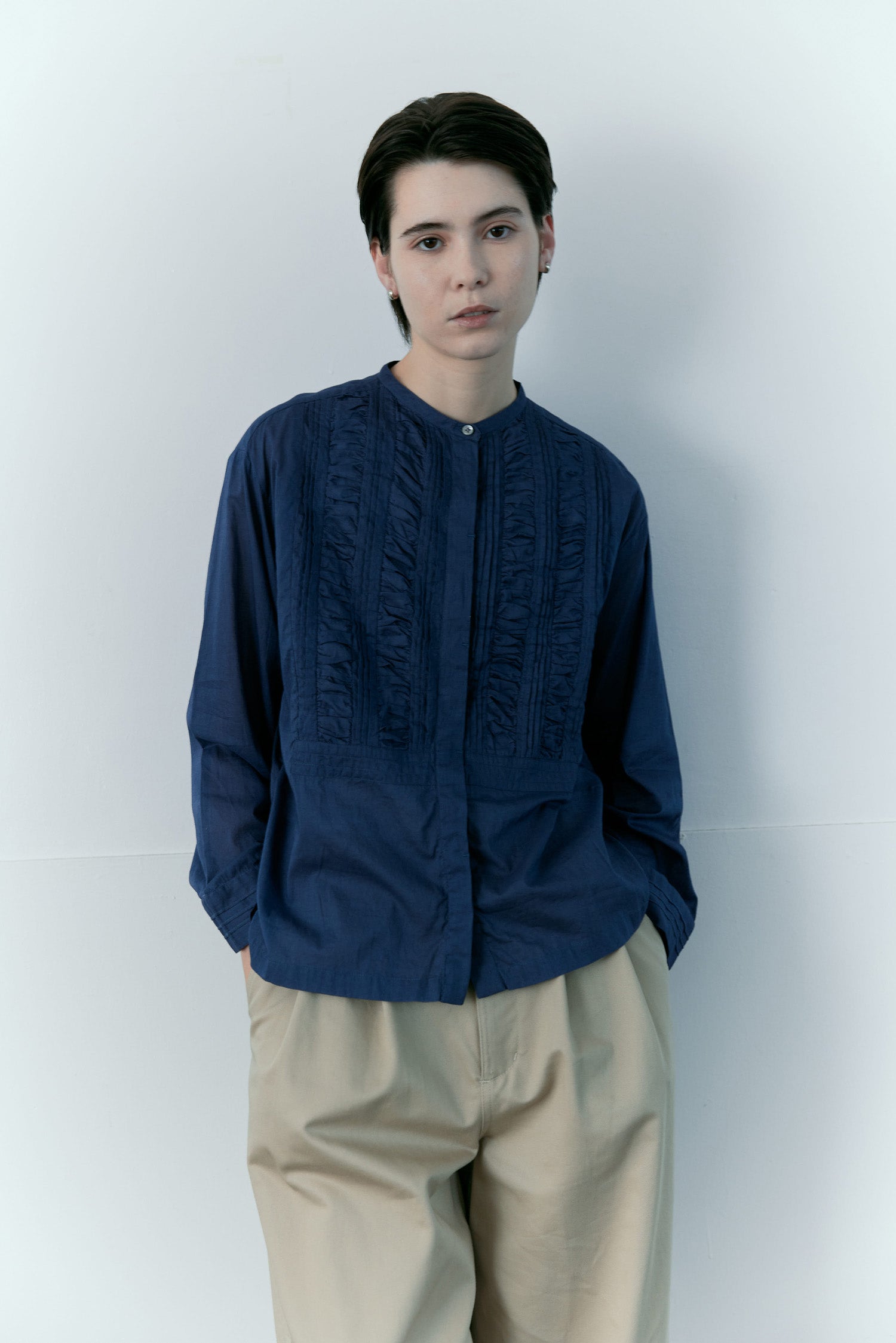 doux bleu コットンカディ ギャザーヨークブラウス DB-2613-029