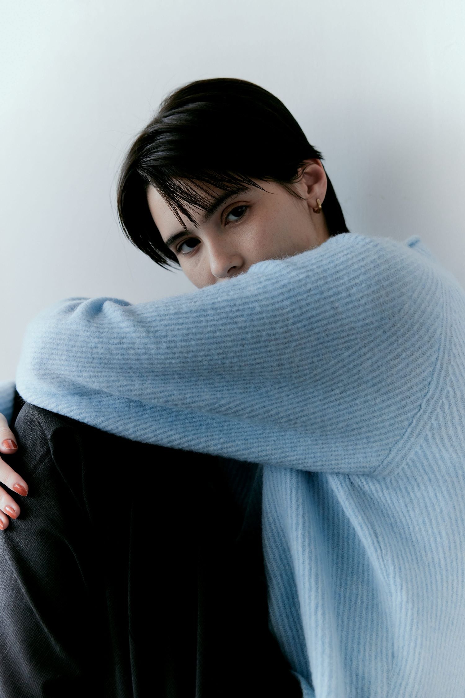 doux bleu ラマ畦プルオーバー DB-2552-055