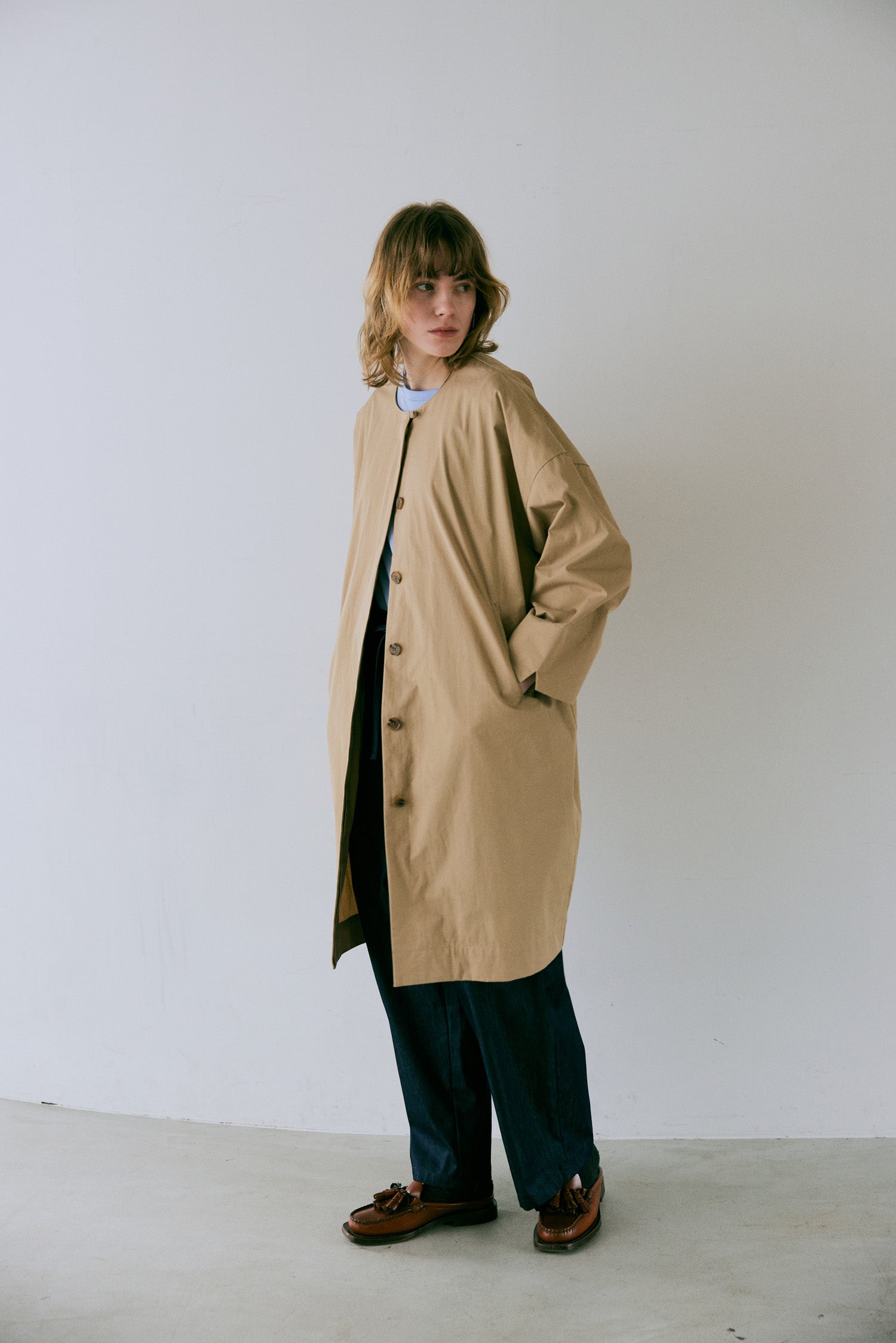 doux bleu C/N ノーカラーコート DB-2547-025