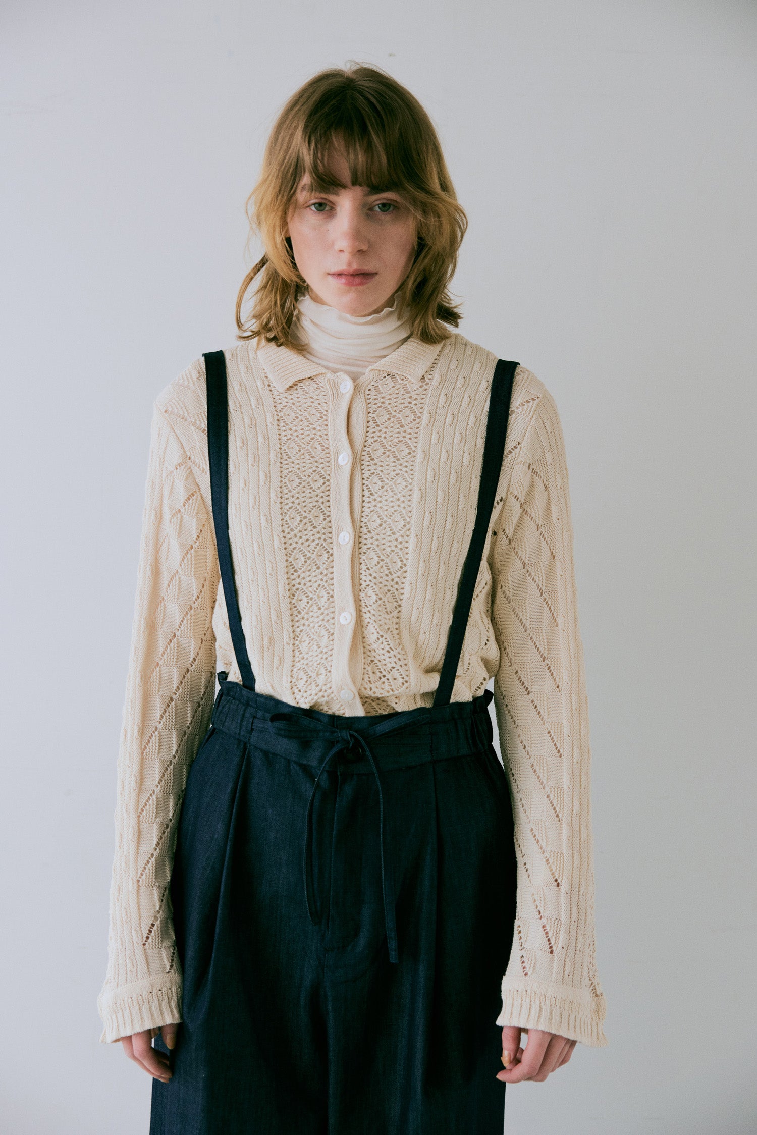 doux bleu オープンワーク ニットシャツ DB-2542-021