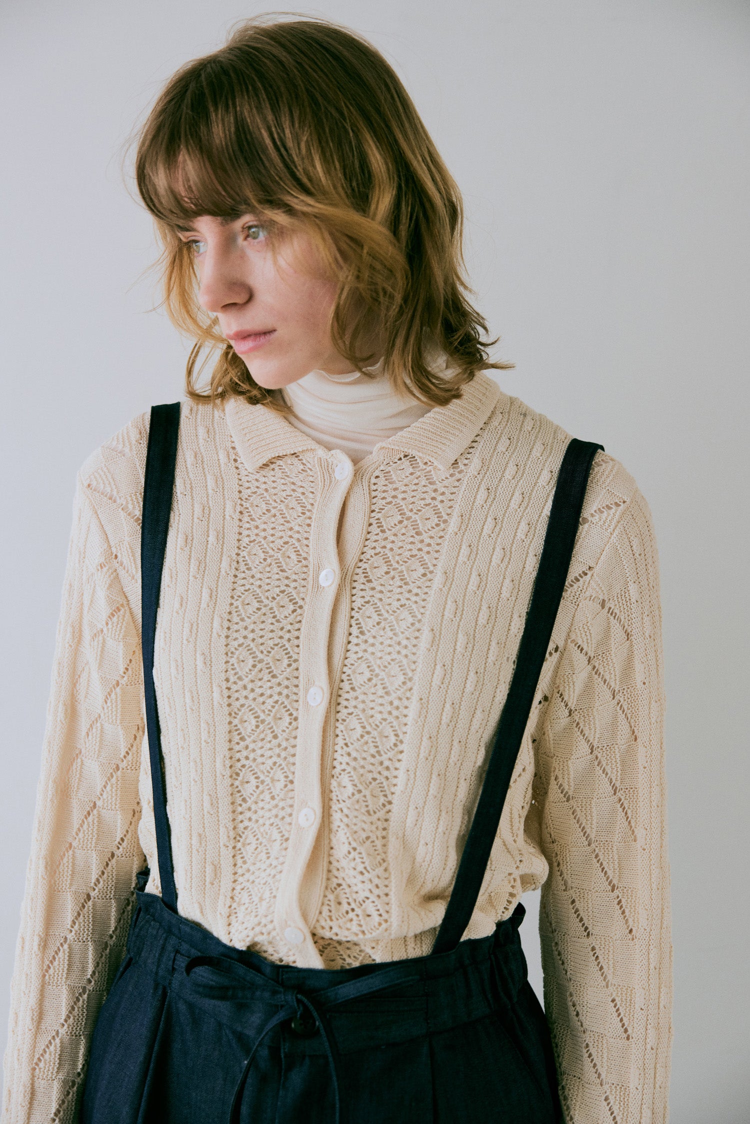 doux bleu オープンワーク ニットシャツ DB-2542-021