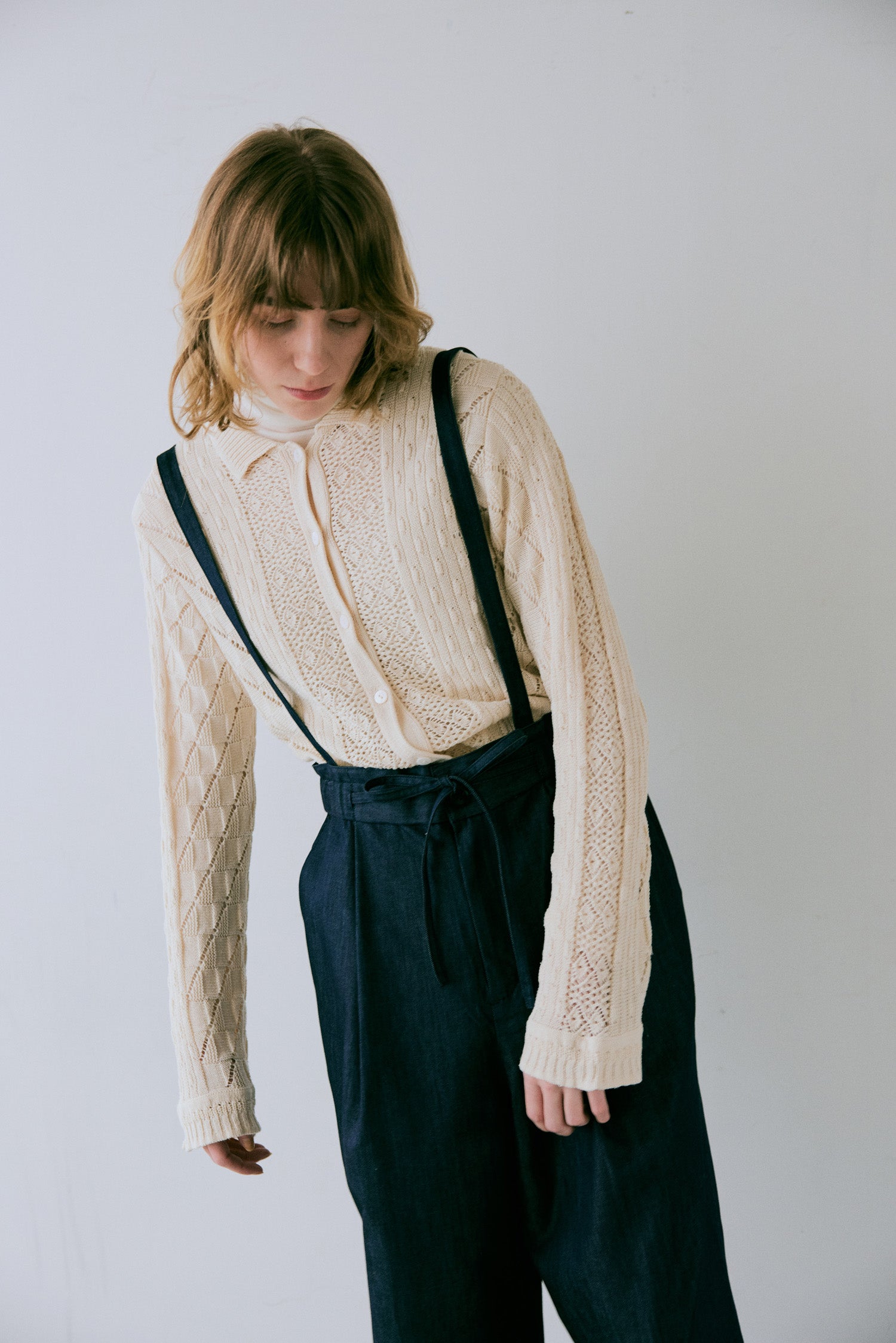 doux bleu オープンワーク ニットシャツ DB-2542-021