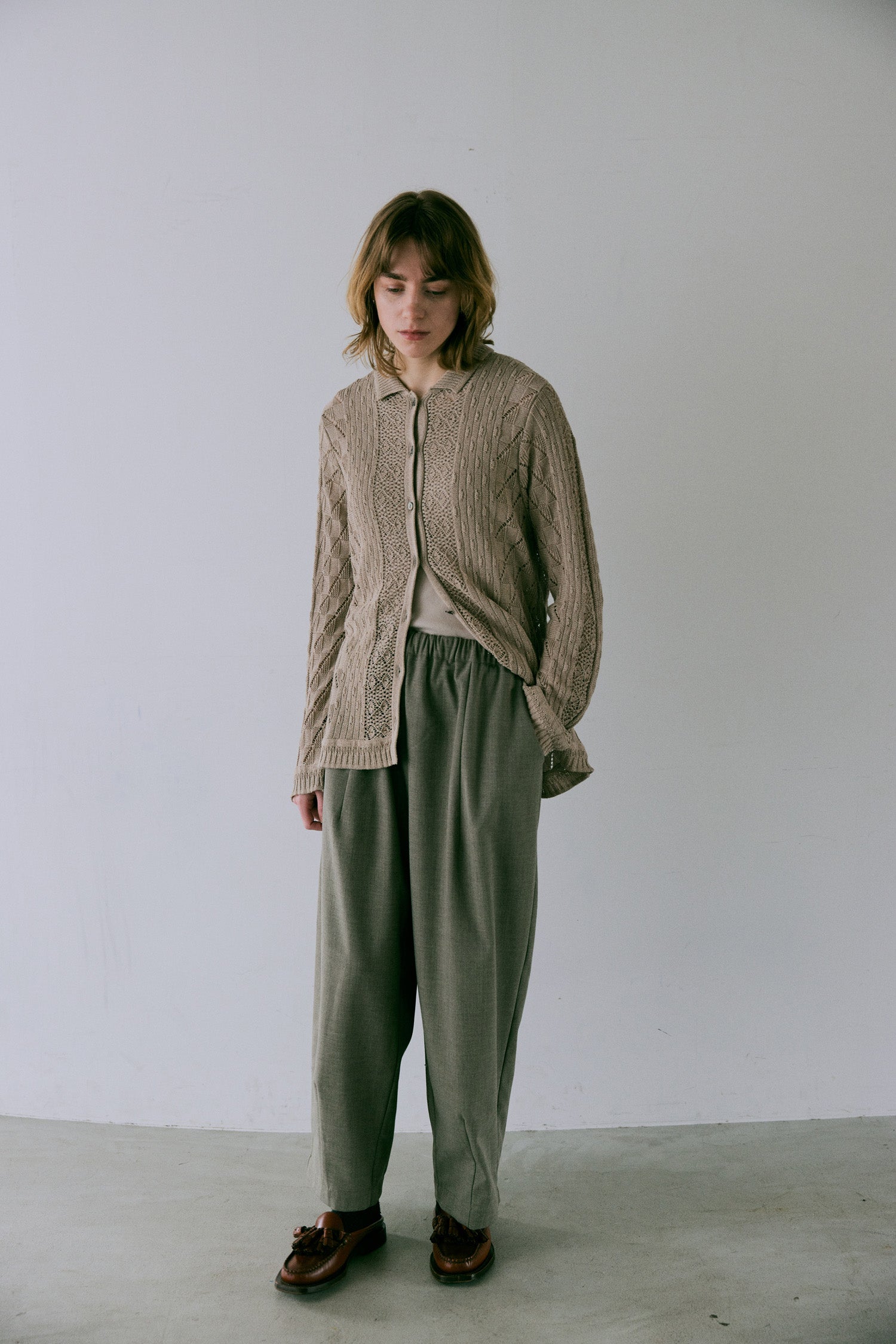 doux bleu オープンワーク ニットシャツ DB-2542-021